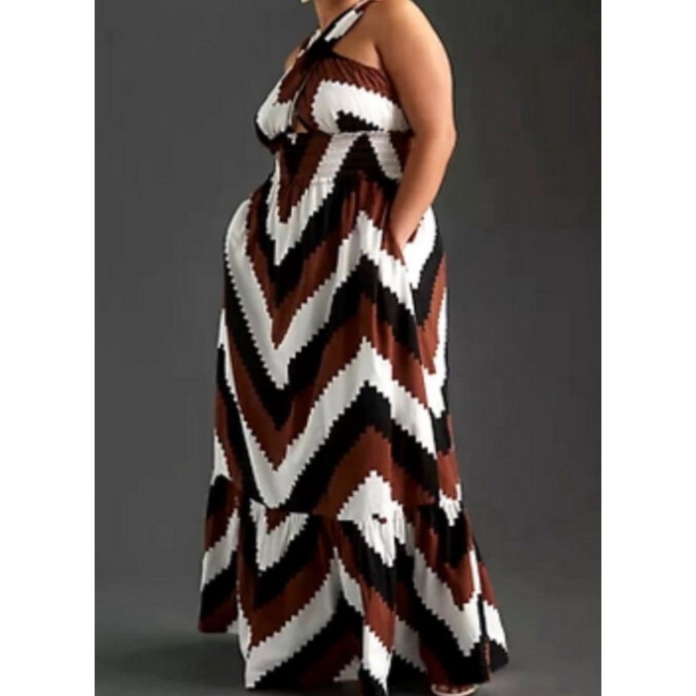 Plenty by Tracy Reese Anthropologie Chevron Stripe Halter Maxi Dress 2X Plus NEW - Picture 4 of 11